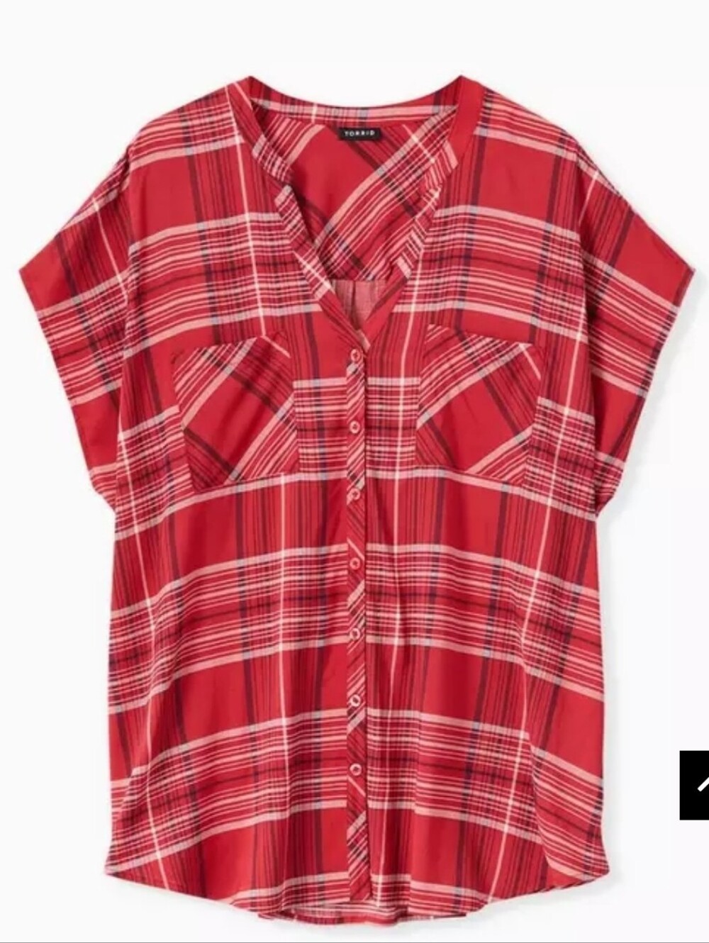 Torrid Challis Button-Front Dolman Sleeve Red Plaid Top Sz 3x